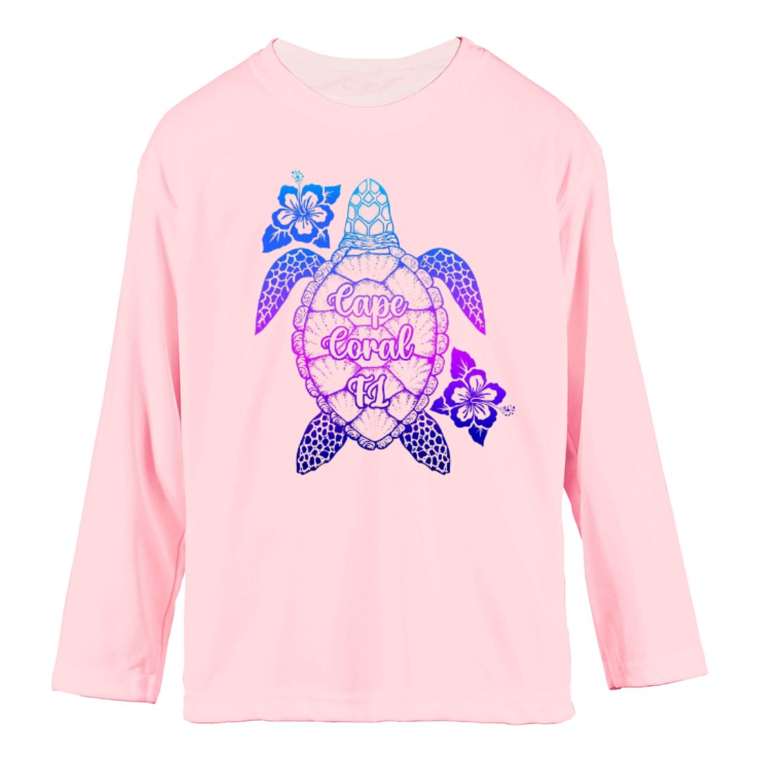 Kids Purple Sea Turtle Sun Shirt - UPF50 Sun Protection Beach Shirt