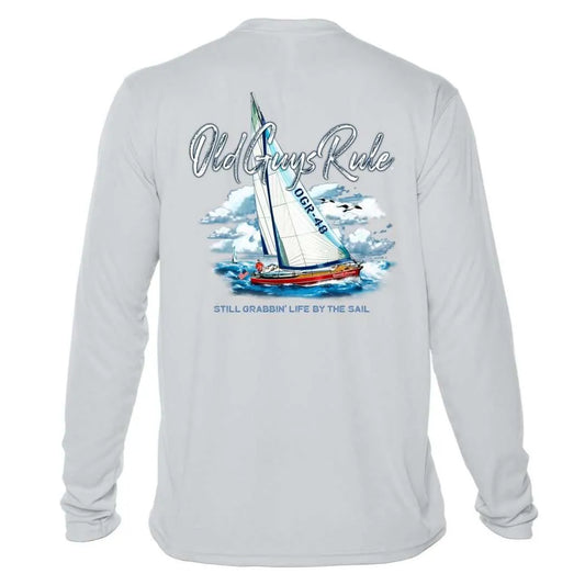 Grabbing Life Sailboat Sun Shirt - Men UPF50 Graphic Tee Old Guys Rule