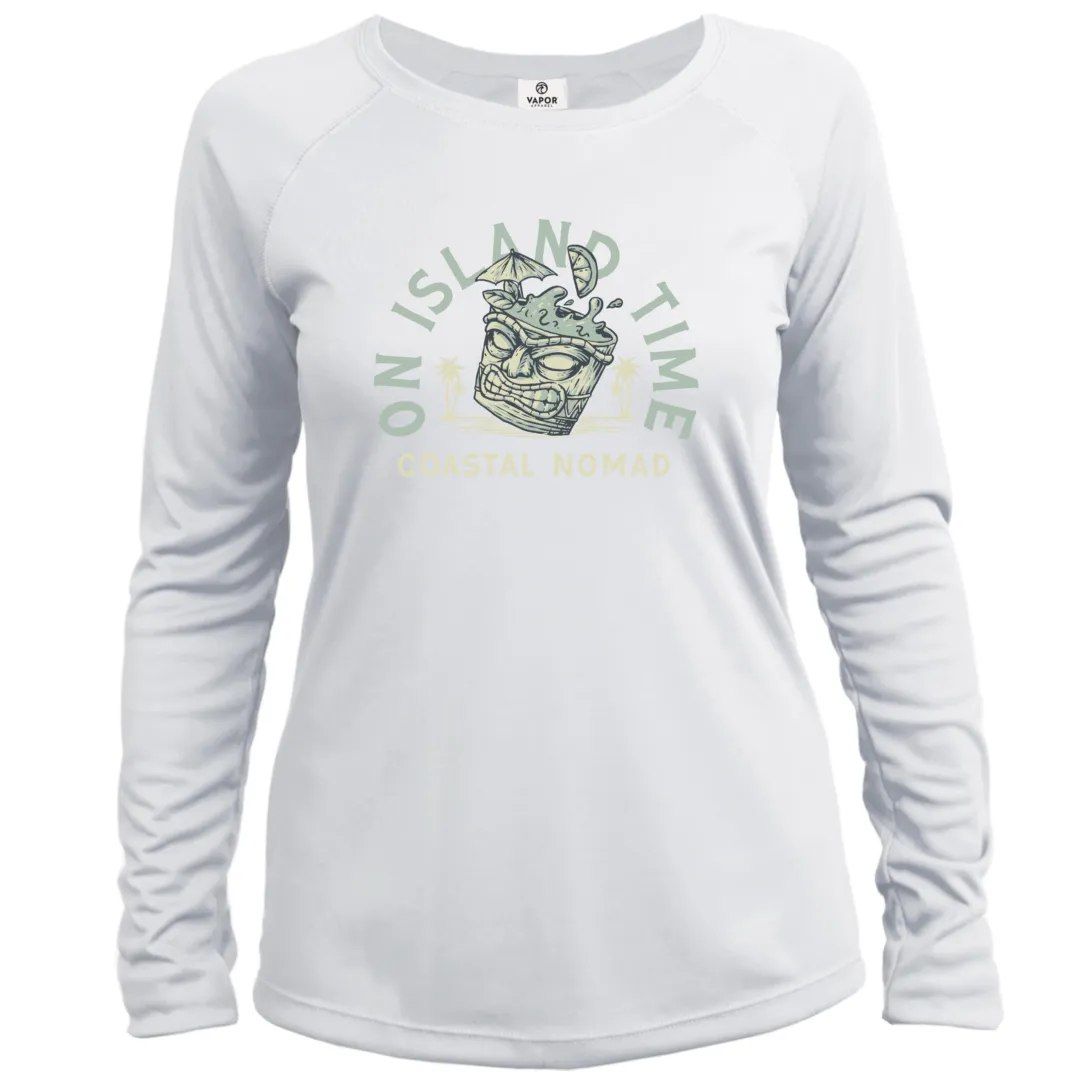 On Island Time Tiki Sun Shirt - Women UPF50 Sun Protection Graphic Tee