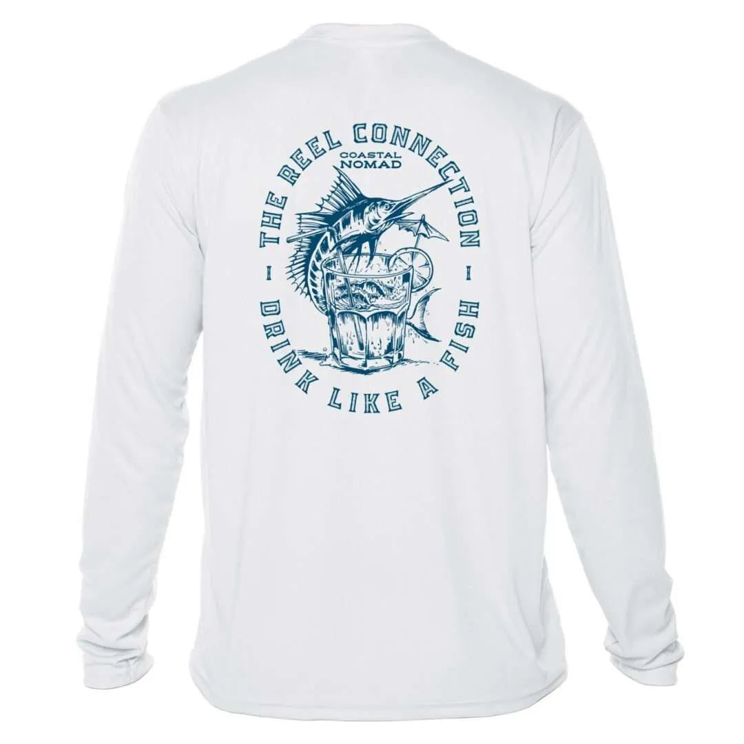 Reel Connection Sun Shirt - Men UPF50 Drink Like a Fish Graphic Tee