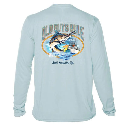 Still Hooking Up Sun Shirt - Men UPF50 Sailfish Tee Old Guys Rule