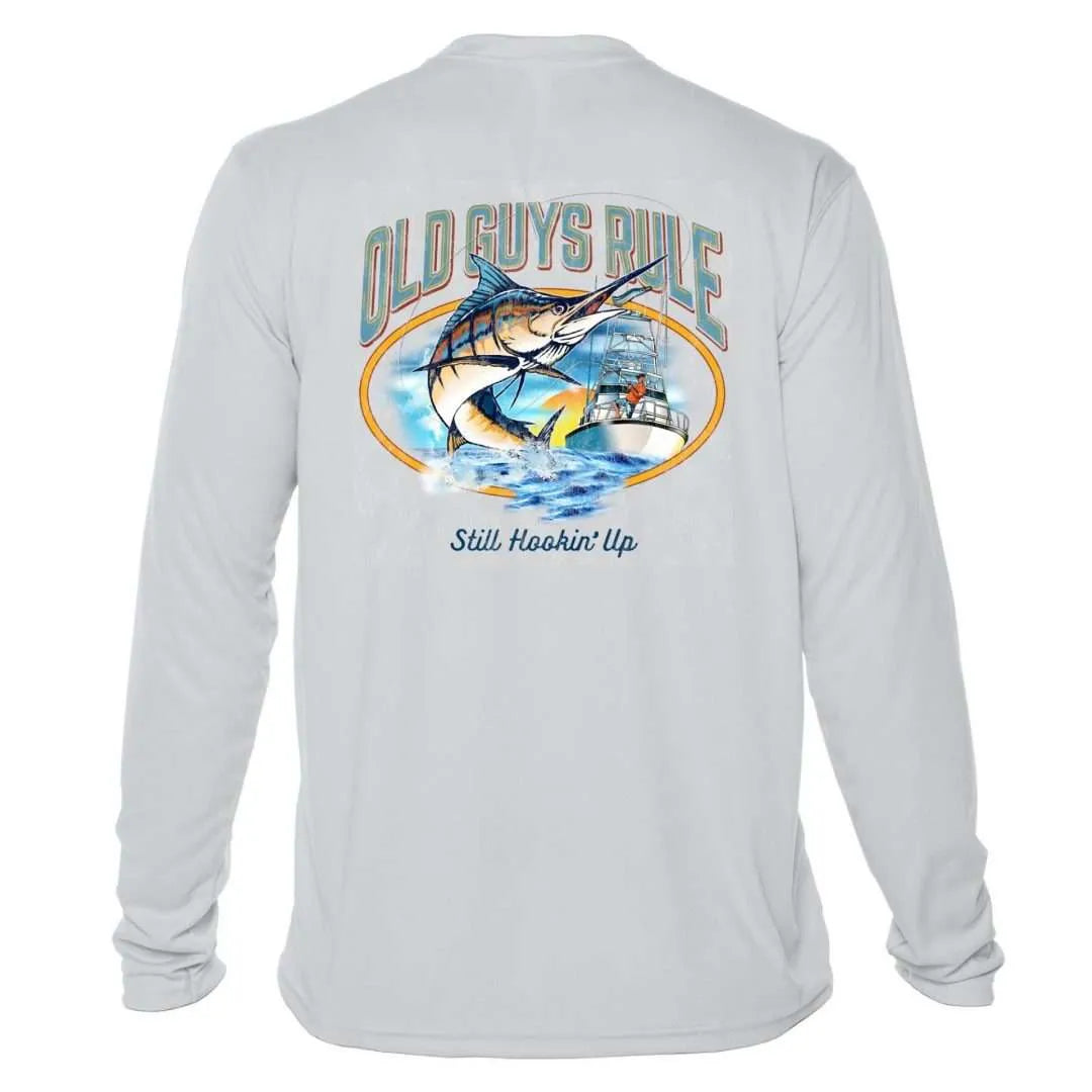 Still Hooking Up Sun Shirt - Men UPF50 Sailfish Tee Old Guys Rule