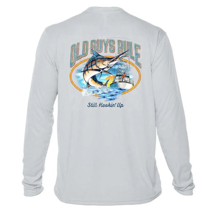 Still Hooking Up Sun Shirt - Men UPF50 Sailfish Tee Old Guys Rule