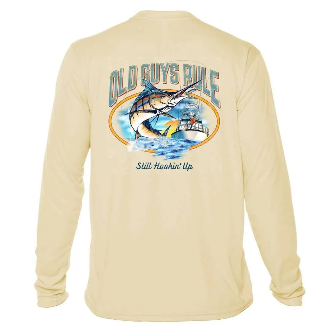 Still Hooking Up Sun Shirt - Men UPF50 Sailfish Tee Old Guys Rule