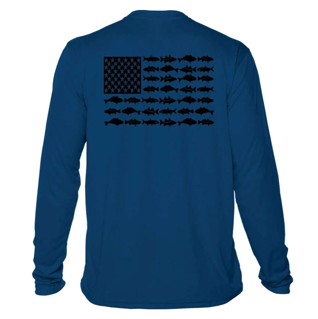 Black Fish Flag Sun Shirt - UPF50 Dryfit Shirt - No Location or Custom