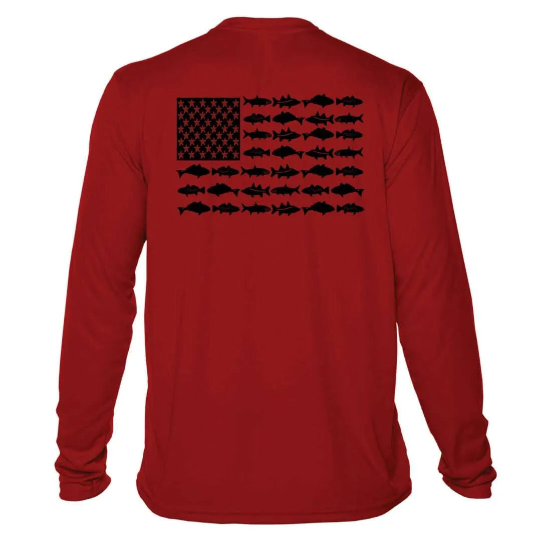 Black Fish Flag Sun Shirt - UPF50 Dryfit Shirt - No Location or Custom