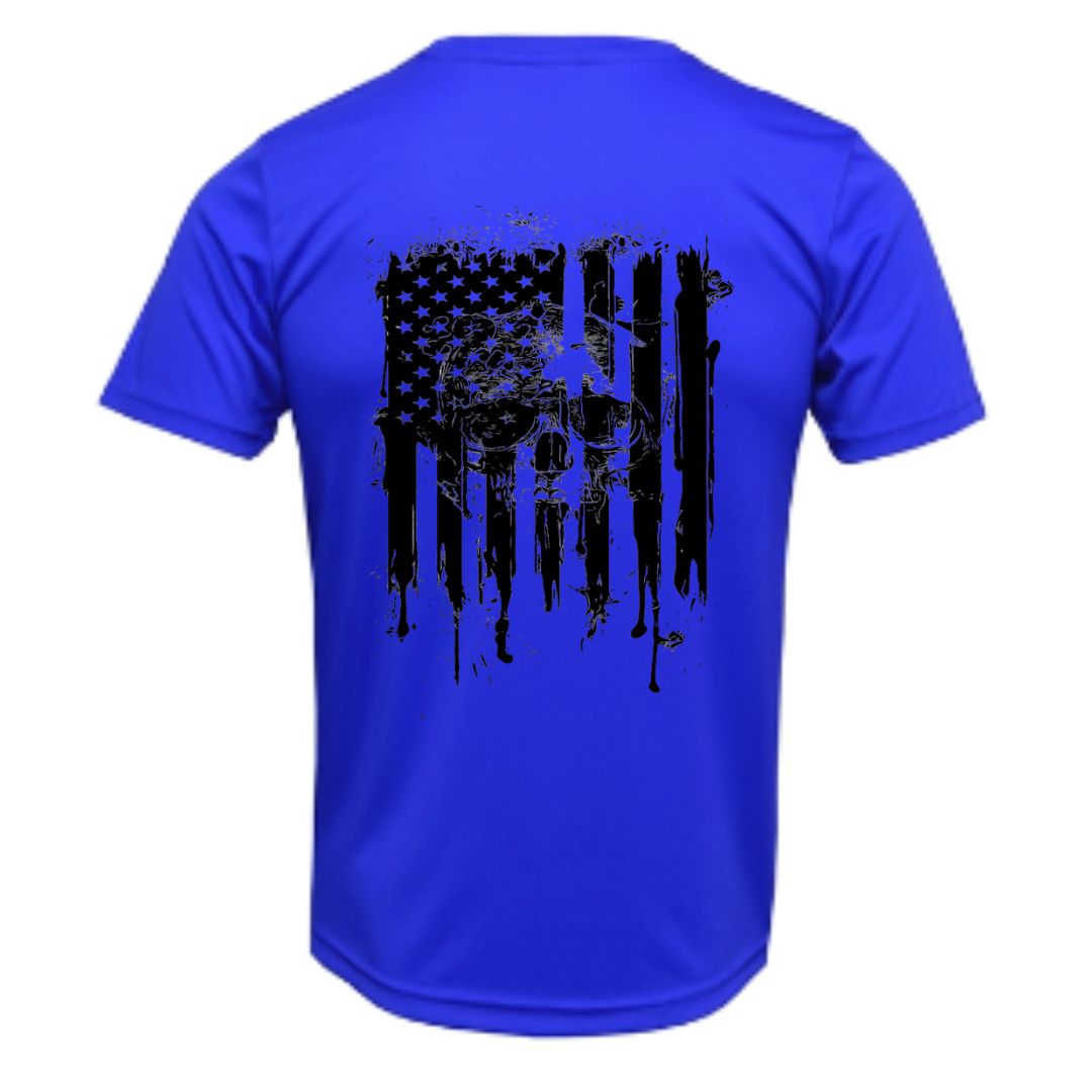 Distressed Flag Skull Sun Shirt - UPF50 Sun Protection Graphic Tee