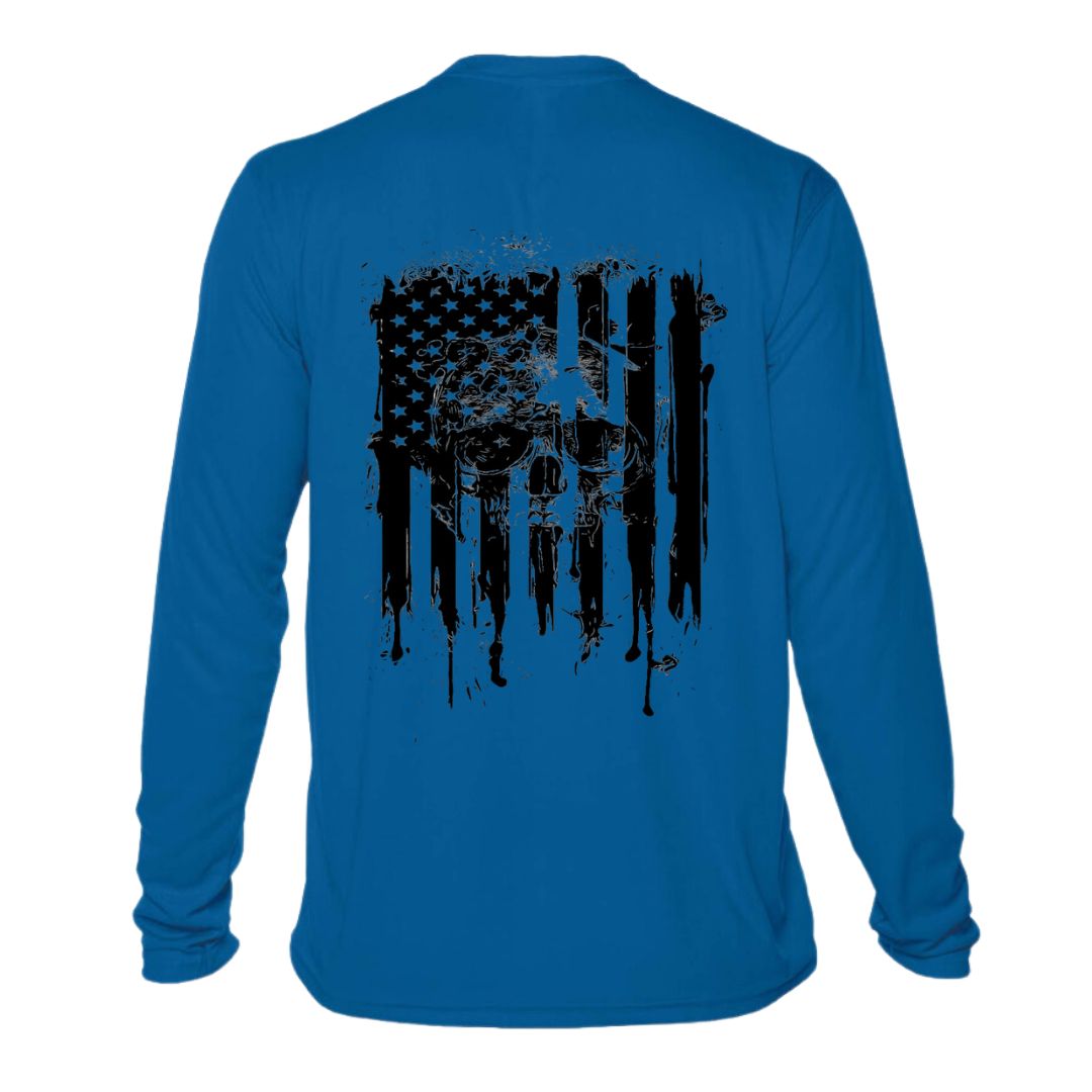 Distressed Flag Skull Sun Shirt - UPF50 Sun Protection Graphic Tee