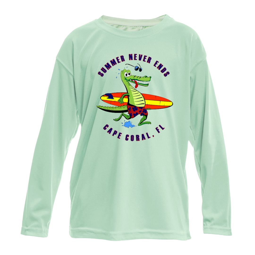 Kids Alligator Surfboard Sun Shirt - UPF50 Beach Shirt