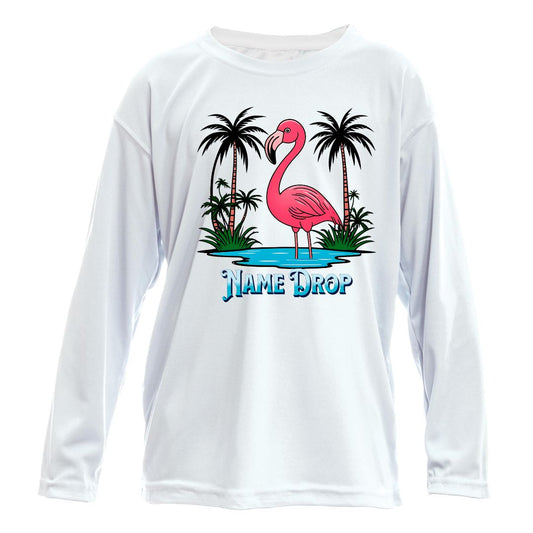 Kids Flamingo Sun Shirt UPF50 - Name-Drop Location Custom Sun Shirt