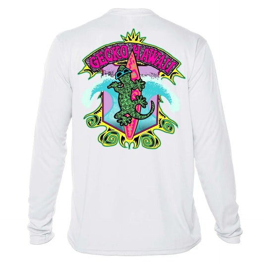 Gecko Classic Surfboard Sun Shirt - UPF50 Gecko Hawaii Graphic Tee