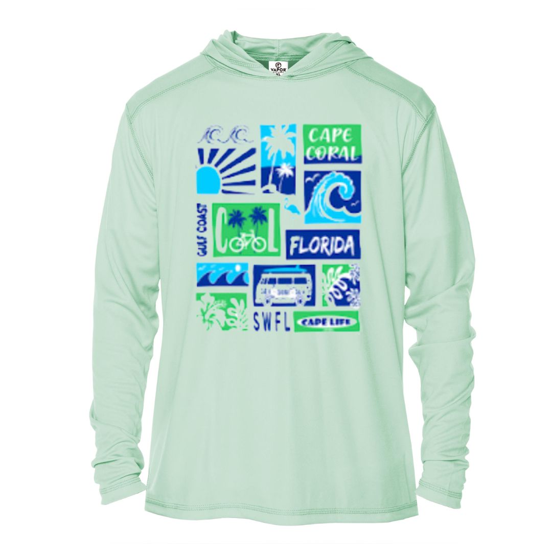 Kids Beach Collage Sun Shirt - UPF50 Sun Protection Beach Shirt