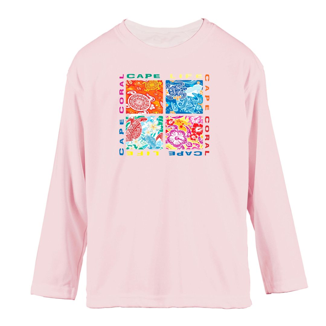 Kids turtle square sun shirt pink