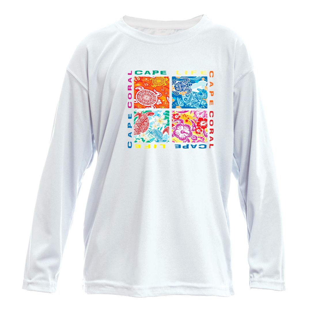 Kids turtle square sun shirt white