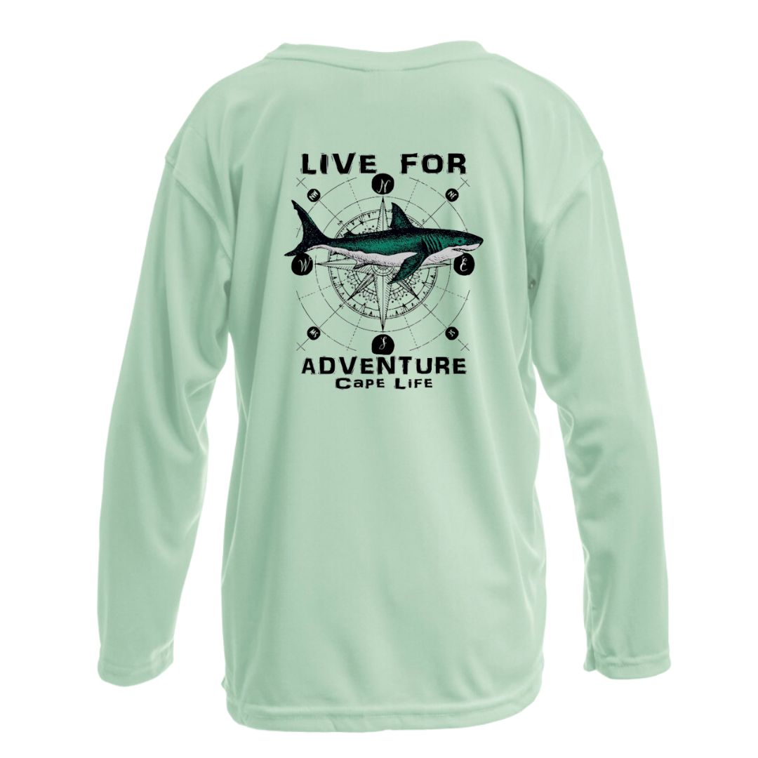 Kids Live for Adventure Shark Sun Shirt - UPF50 Beach Shirt