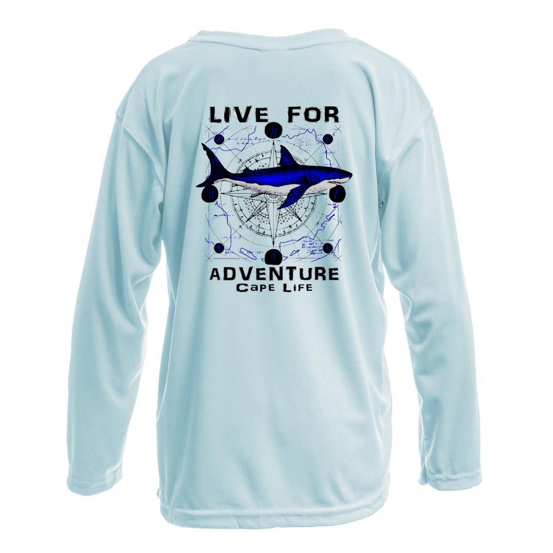 Kids Live for Adventure Shark Sun Shirt - UPF50 Beach Shirt