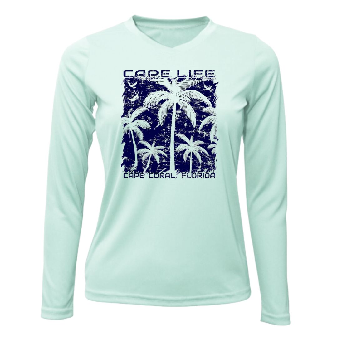 Palm Trees Sun Shirt Front Graphic - Women's UPF50 Dryfit Shirt