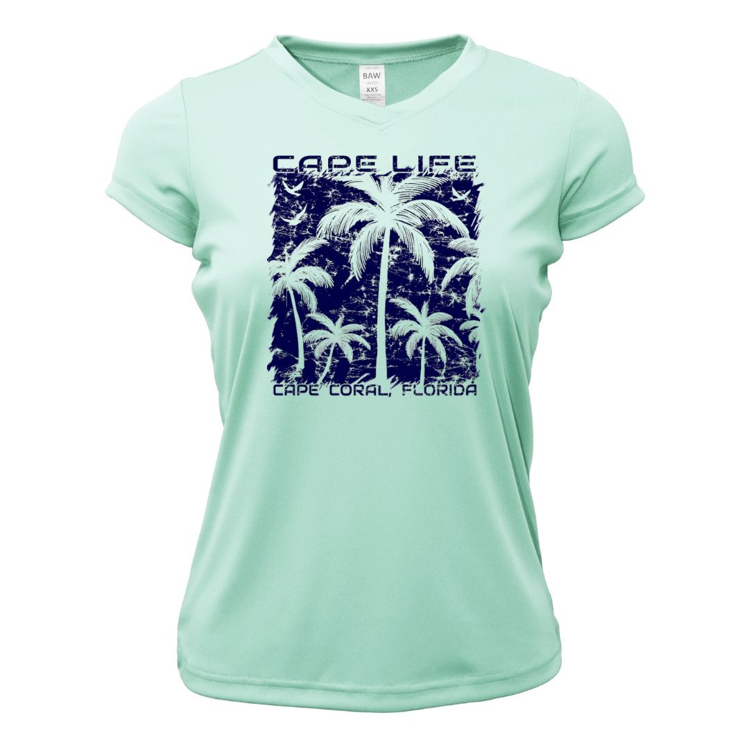 Palm Trees Sun Shirt Front Graphic - Women's UPF50 Dryfit Shirt