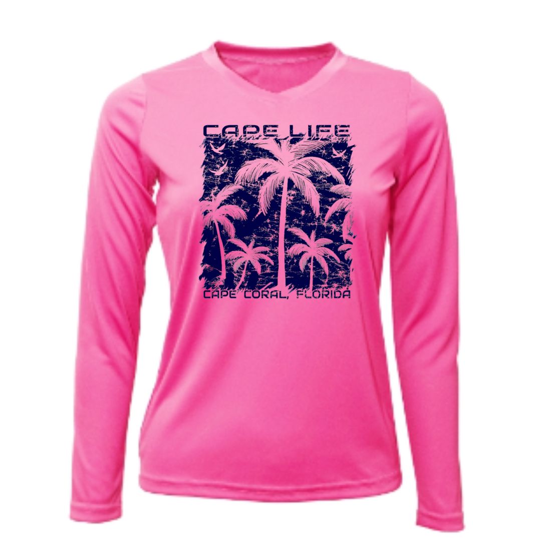 Palm Trees Sun Shirt Front Graphic - Women's UPF50 Dryfit Shirt