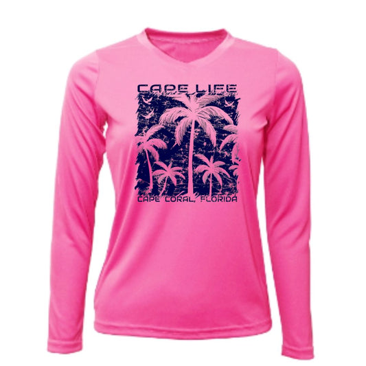 Palm Trees Sun Shirt Front Graphic - Women's UPF50 Dryfit Shirt