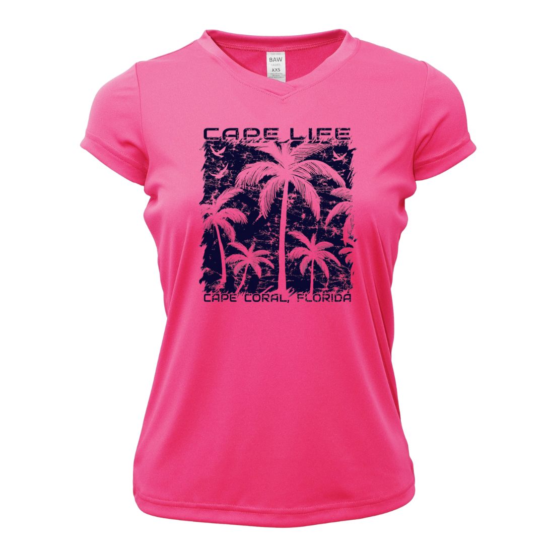 Palm Trees Sun Shirt Front Graphic - Women's UPF50 Dryfit Shirt