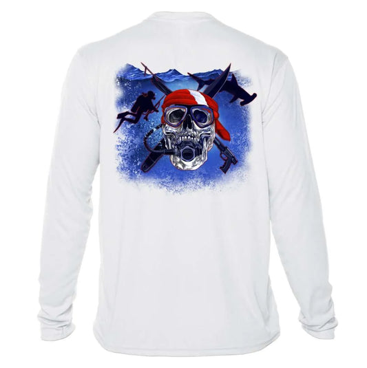 Pirate Skull Scuba Diver Sun Shirt UPF50 - Florida or Custom Location