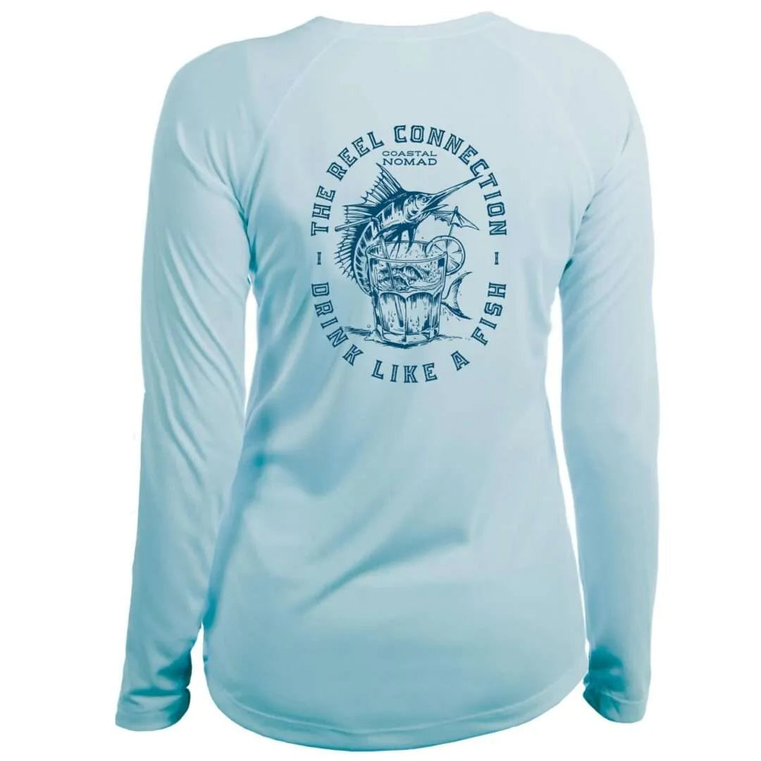 Reel Connection Sun Shirt - Women UPF50 Drink Like a Fish Graphic Tee