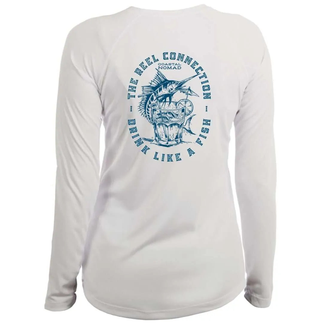 Reel Connection Sun Shirt - Women UPF50 Drink Like a Fish Graphic Tee