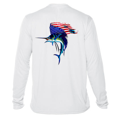 Sailfish Flag Sun Shirt - UPF50 Sun Protection Dryfit Patriotic Tee