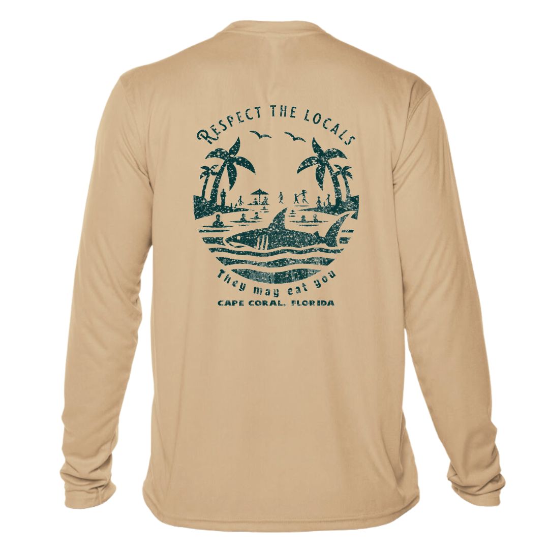 Respect the Locals Shark Sun Shirt - UPF50 Sun Protection Dryfit Tee