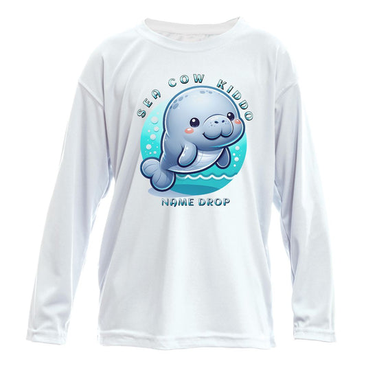 Toddler Cartoon Manatee Sun Shirt UPF50 - Name-Drop Custom Location