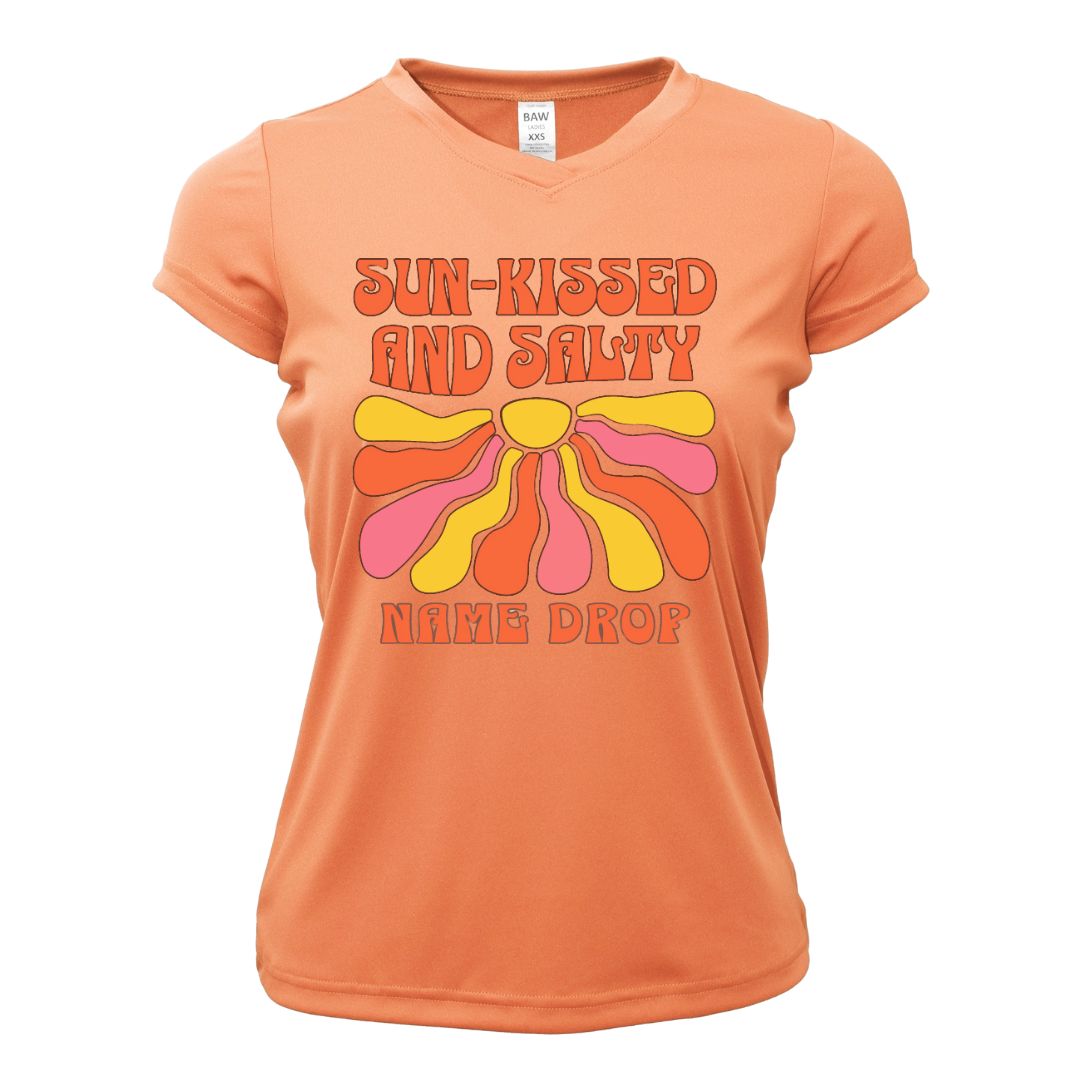 Sun-Kissed and Salty Sun Shirt UPF50 Women - Name-Drop Custom Location