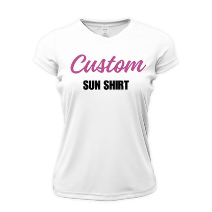 Custom Sun Shirt - Women V-Neck Short-Sleeve UPF50 Shirt with Custom Print